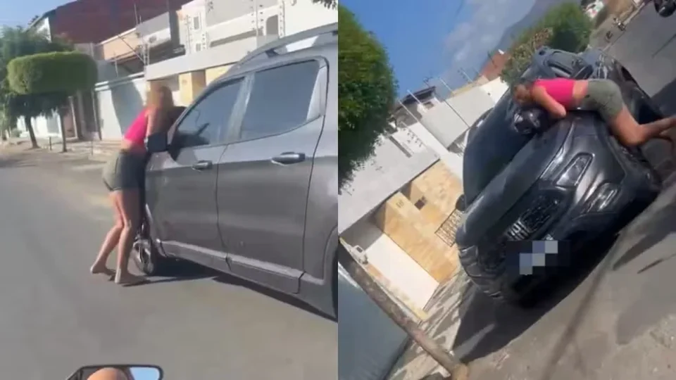 Mulher é arrastada em porta de carro pelo ex-companheiro durante briga no Ceará