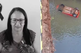 Mulher morre após carro cair de ponte e ficar com rodas para cima em rio de SC