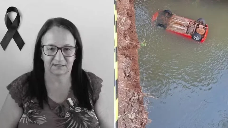 Mulher morre após carro cair de ponte e ficar com rodas para cima em rio de SC