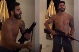 Rodolffo mata barata com tiro dentro de casa e vídeo viraliza nas redes sociais