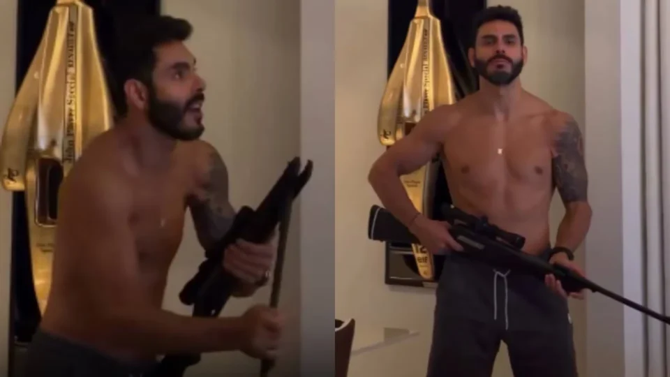 Rodolffo mata barata com tiro dentro de casa e vídeo viraliza nas redes sociais