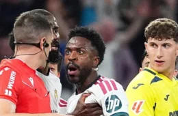 Vini Jr. é flagrado empurrando funcionário após expulsão no Real Madrid