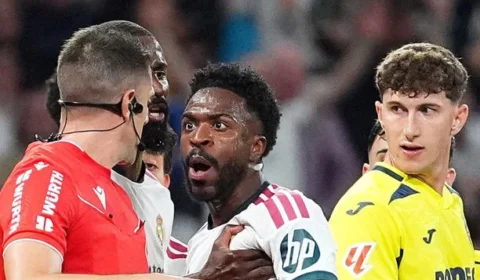Vini Jr. é flagrado empurrando funcionário após expulsão no Real Madrid