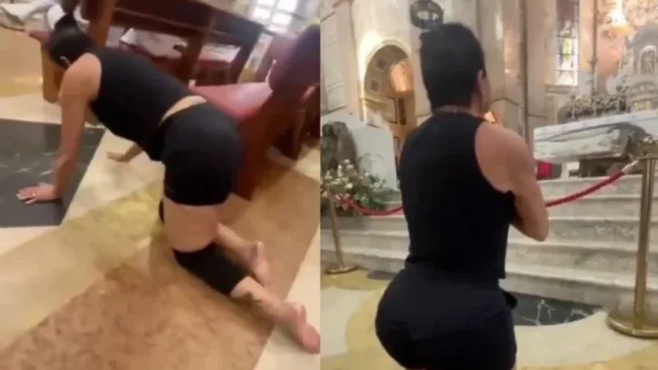 Gretchen entra de joelhos em igreja de Belém para pagar promessa após melhora de doença