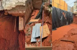 Muro cede após rompimento de tubulação da Copasa em Belo Horizonte