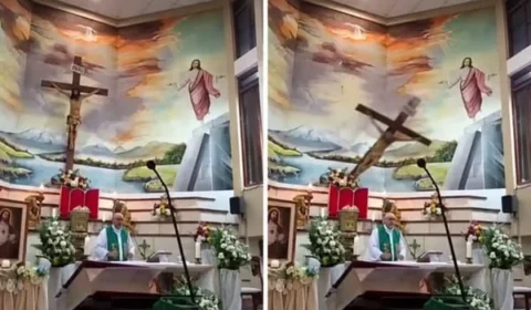 VÍDEO: Padre morre após cruz despencar sobre sua cabeça durante missa no Equador