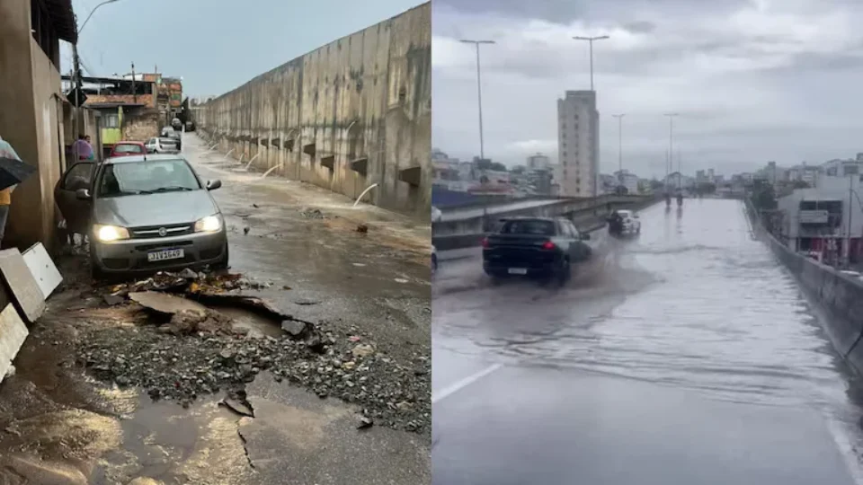 Chuva forte provoca alagamentos na Grande BH e bloqueio de avenida na capital