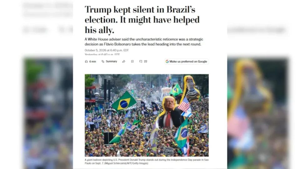 Trump evitou falar do Brasil para não prejudicar Flávio, diz Washington Post