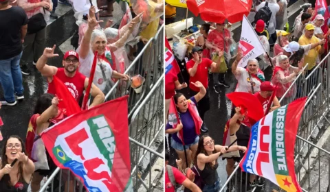 Chuva não dispersa apoiadores de Lula antes de ato em BH