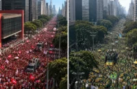 Lula x Flávio Bolsonaro na Paulista: compare imagens das manifestações