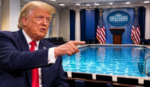 Trump quer retirar jornalistas da Casa Branca e transformar sala de imprensa em piscina