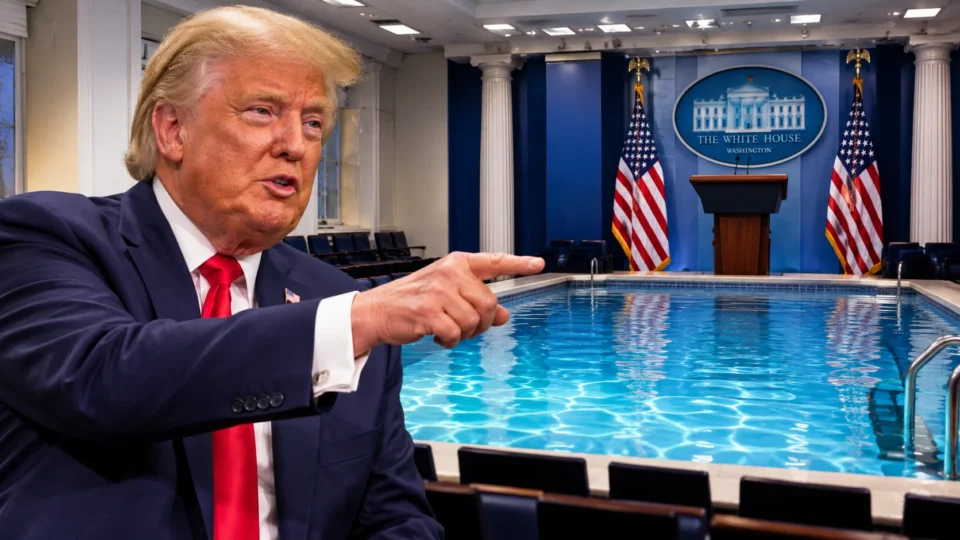 Trump quer retirar jornalistas da Casa Branca e transformar sala de imprensa em piscina