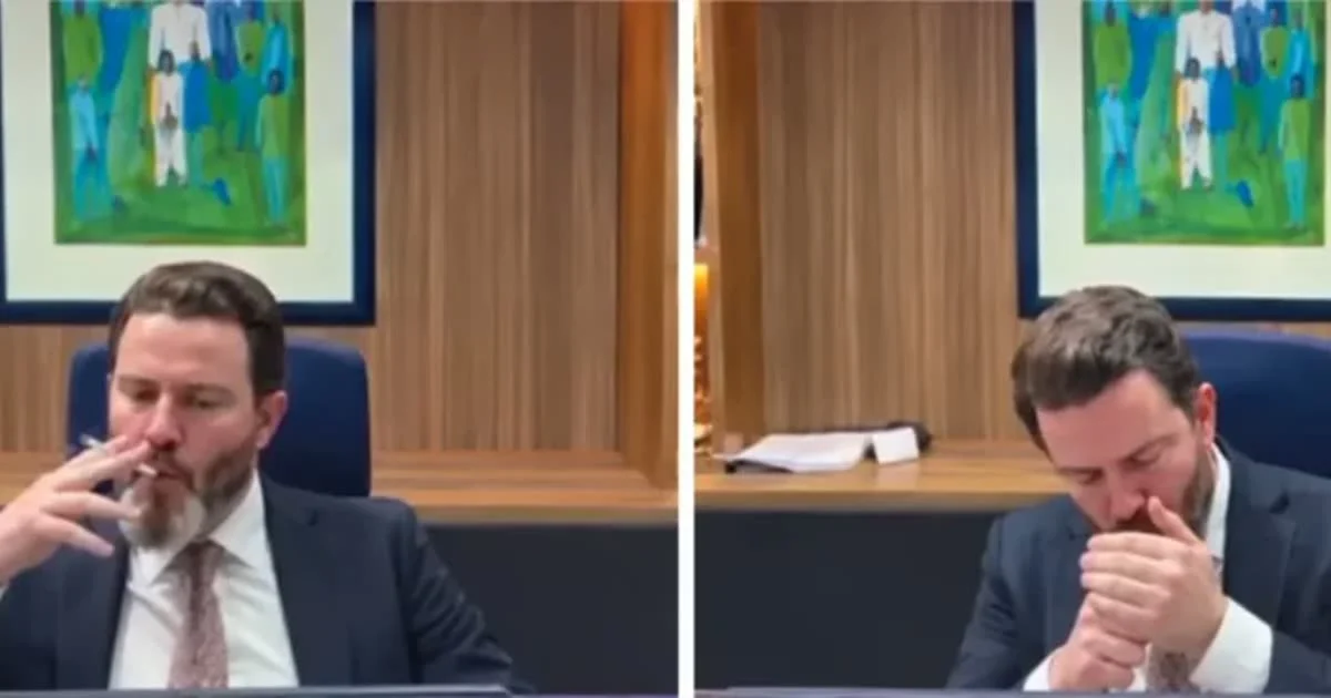 Advogado acende cigarro durante julgamento criminal e é flagrado fumando em sessão virtual