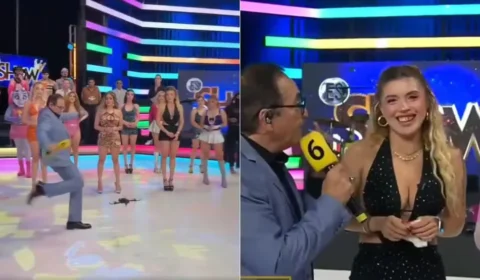 Apresentador chuta drone durante programa ao vivo e acerta rosto de modelo no México