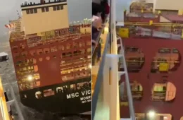 VÍDEO: Cruzeiro colide com dois cargueiros durante tempestade na Alemanha