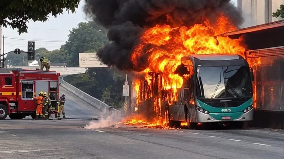 VÍDEO: Ônibus do Move pega fogo em BH e motorista resgata passageiros