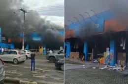 VÍDEO: Incêndio atinge loja do Magazine Luiza em Bertioga e mobiliza bombeiros