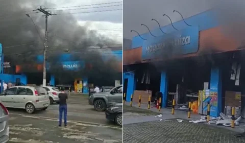 VÍDEO: Incêndio atinge loja do Magazine Luiza em Bertioga e mobiliza bombeiros