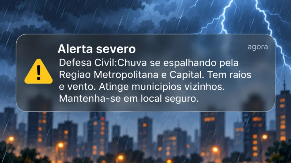 Defesa Civil emite alerta severo para chuva, raios e ventania em São Paulo