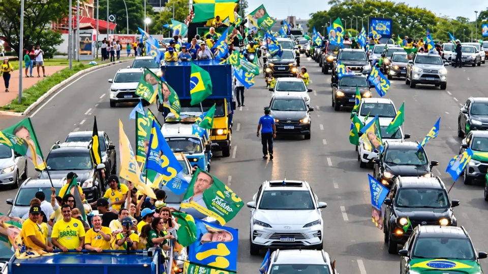Carreata pró-Flávio Bolsonaro e Celina Leão reúne lideranças políticas em Brasília