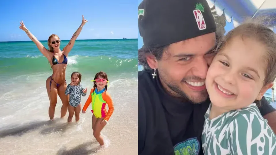Após término com Vini Jr., Virginia se reencontra com Zé Felipe e os filhos em Miami