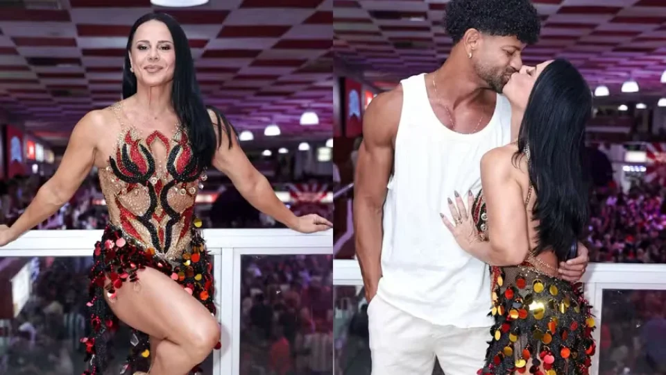 Viviane Araújo recebe declaração de amor do marido durante noite no Salgueiro