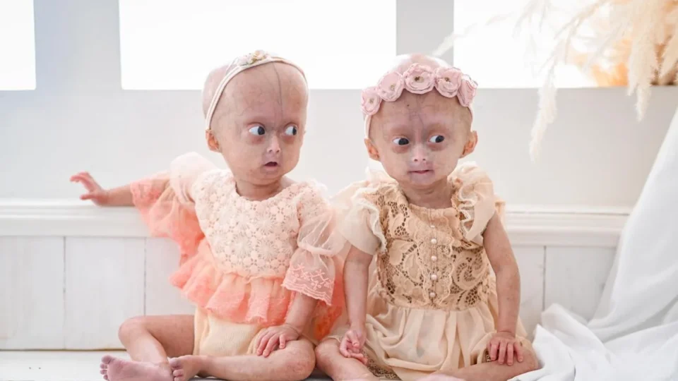 Mãe homenageia gêmea com síndrome da velhice precoce que morreu aos 5 anos: “Ria por tudo”