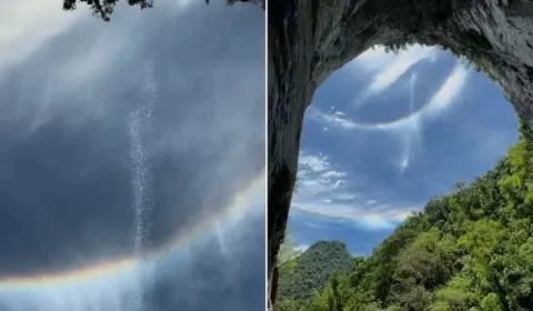 VÍDEO: “Cachoeira no céu” viraliza após fenômeno raro em caverna no interior de São Paulo