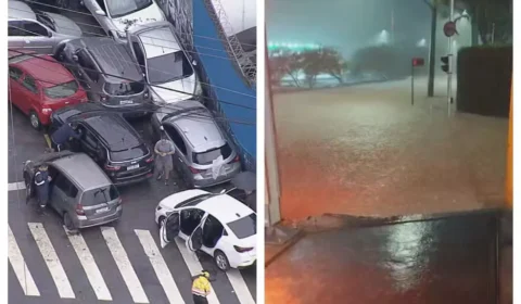 VÍDEO: Carros são arrastados por enxurrada na Zona Sul de SP
