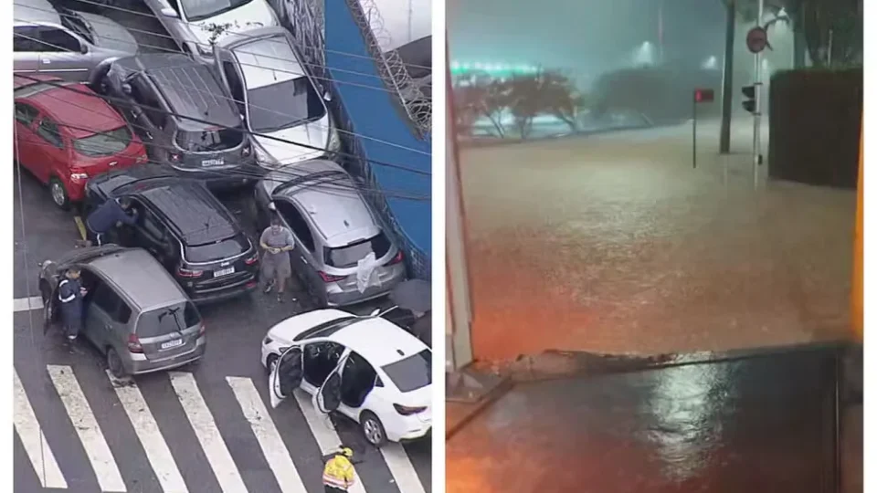 VÍDEO: Carros são arrastados por enxurrada na Zona Sul de SP
