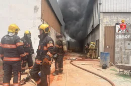 Incêndio atinge galpão de lavagem de tapetes em Ceilândia