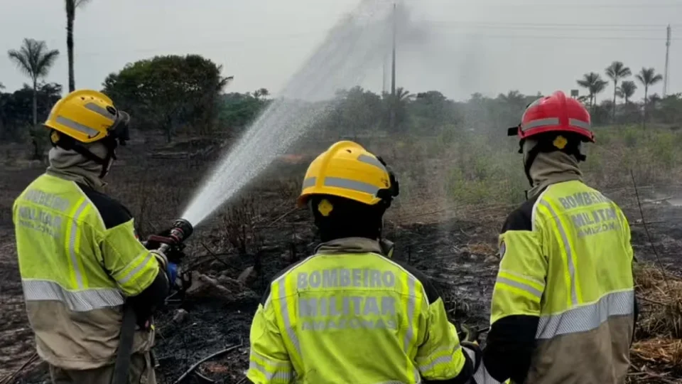 Incêndio em vegetação na AM-070 é controlado após mobilização de 180 bombeiros