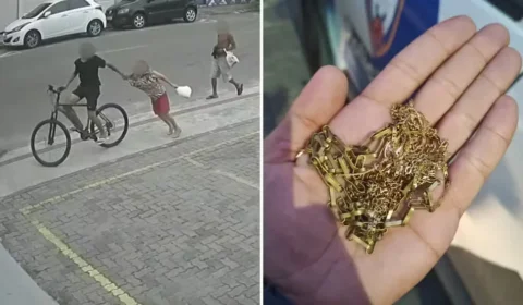 VÍDEO: idosa é derrubada durante furto de cordão de ouro