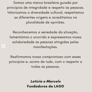 Loja da qual Fabiana é sócia repudiou as declarações e afirmou que as manifestações não representam o posicionamento da marca.