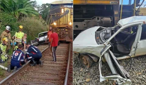 Colisão entre trem e carro deixa um morto e um ferido na Zona da Mata