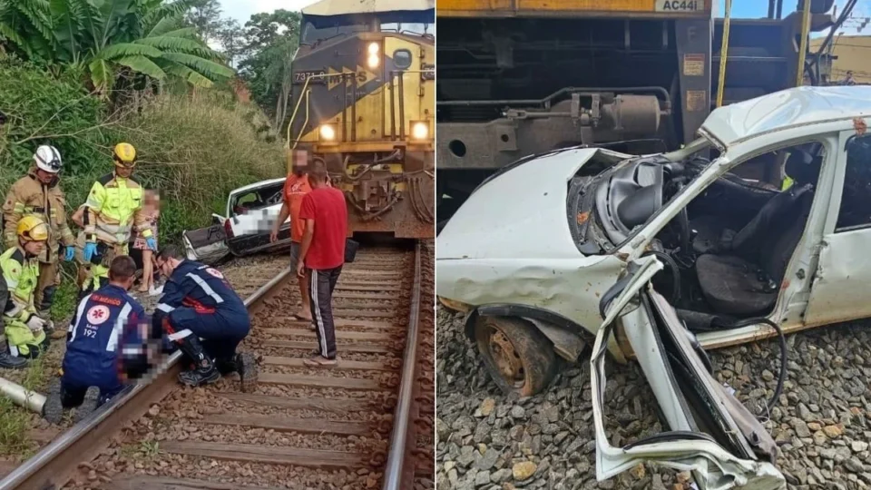 Colisão entre trem e carro deixa um morto e um ferido na Zona da Mata