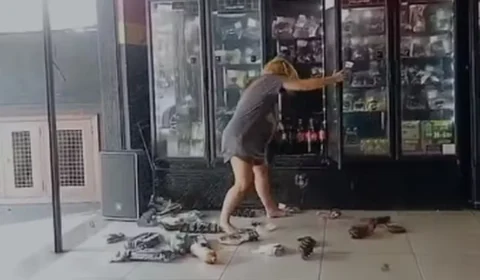 VÍDEO: Mulher armada com faca invade açougue no Rio, destrói produtos e causa prejuízo de R$ 25 mil